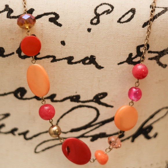 Erica Lyons Necklace Orange and Fuchsia - Picture 7 of 8